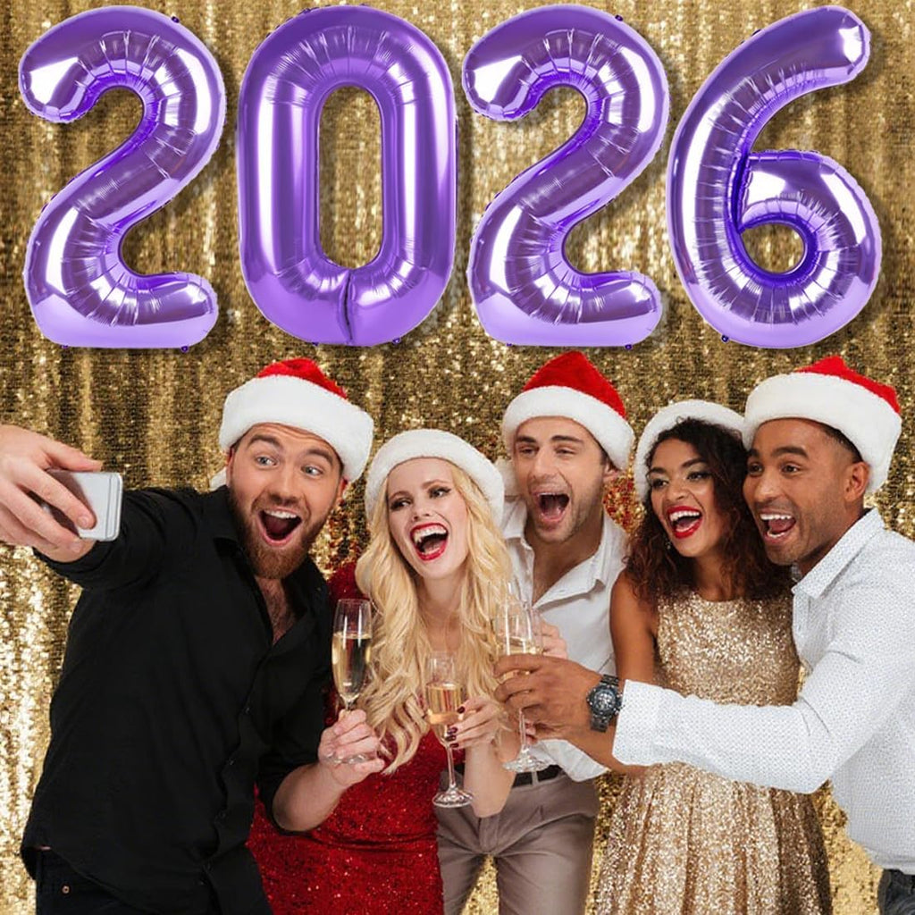 Purple 2026 Number Balloons - 40 Inch New Year's Eve Party Decorations | Graduation & Birthday Supplies