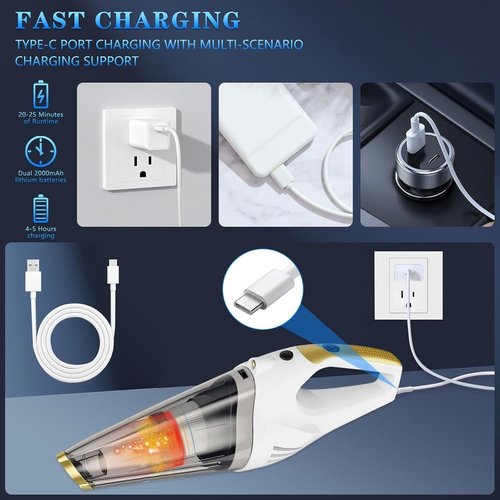 Dustbuster Cordless Handheld Vacuum - Portable Rechargeable Vacuum with Strong Suction & LED Light for Home & Car