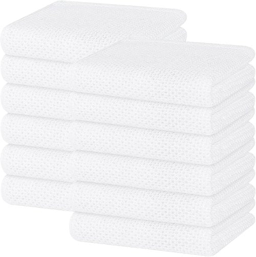 Homaxy 100% Cotton Waffle Weave Dish Towels - Ultra Soft & Absorbent | 13 x 28 Inches, 12-Pack, White