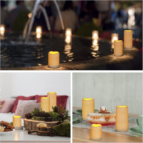 Flameless Candles Set of 3 - Ivory Battery Operated Pillars with Remote Timer | 4", 5", 6" Sizes