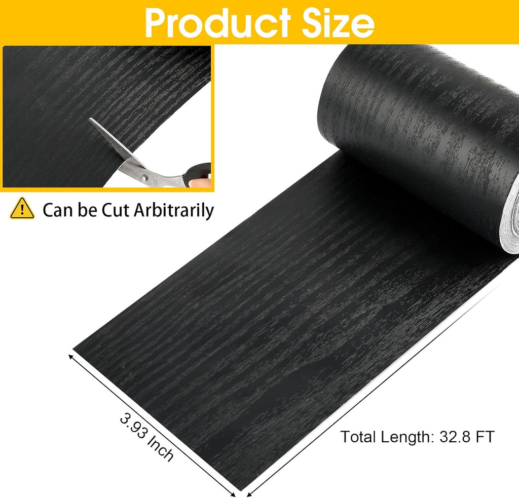 Peel & Stick Black Wood Grain Wallpaper Border by [Brand Name] - Stylish Bathroom Mirror Frame | 32.8 FT x 3.93 Inch
