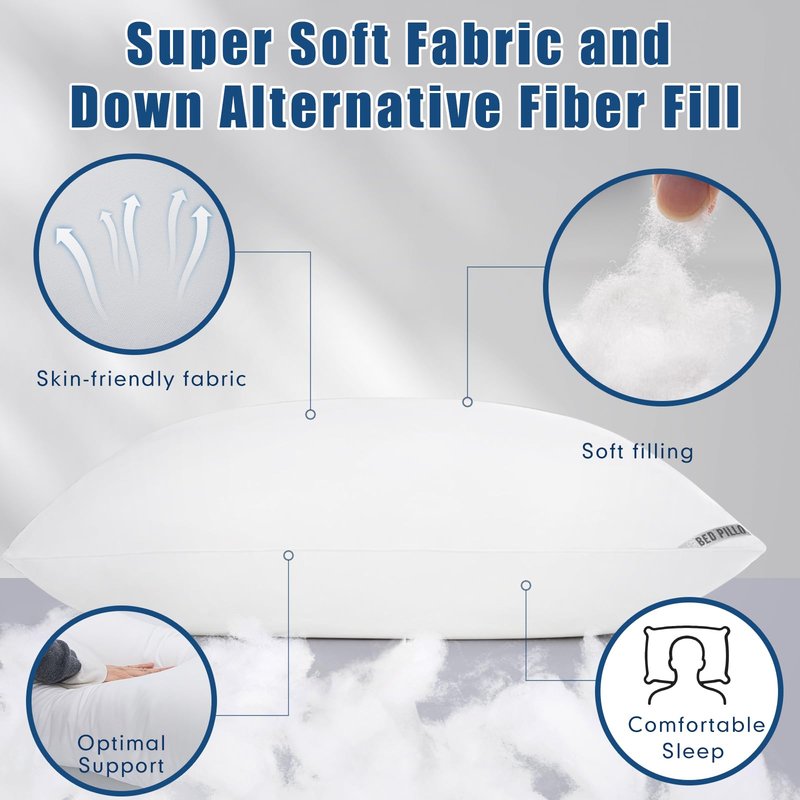 Piwaal Bed Pillows King Size 4-Pack - Down Alternative Plush Fill for Back, Stomach & Side Sleepers - Breathable & Supportive Hotel Style Pillows