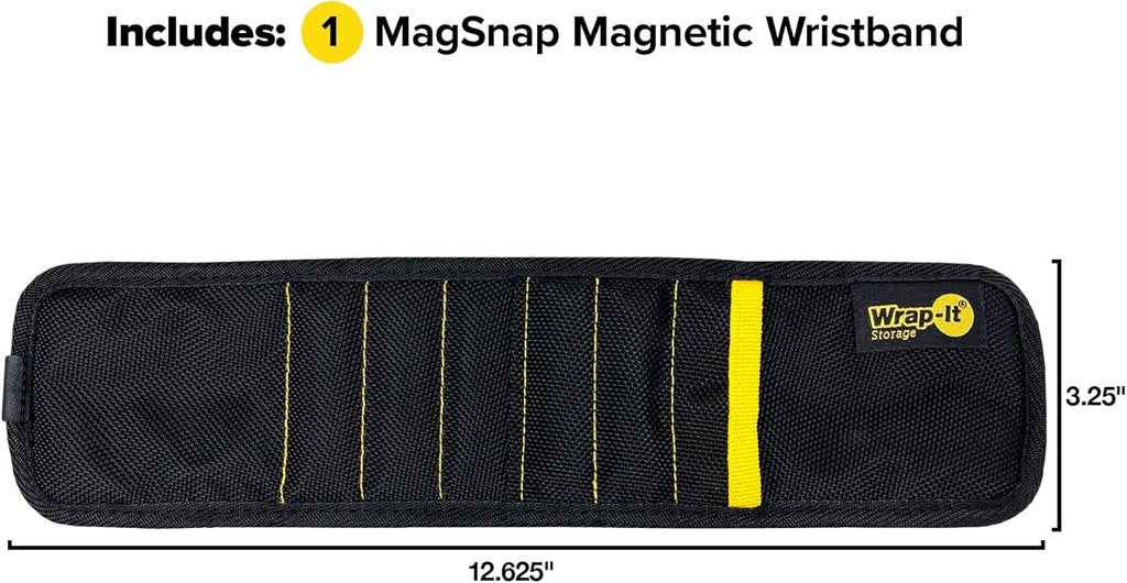 Wrap-It Storage MagSnap Magnetic Wristband - Black Tool Belt & Screw Holder - Perfect Gift for Dad