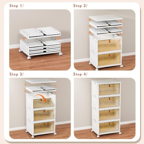 CTSNSLH 4-Tier Plastic Storage Bins with Lids - 27.5Qt Stackable Containers for Home Organization