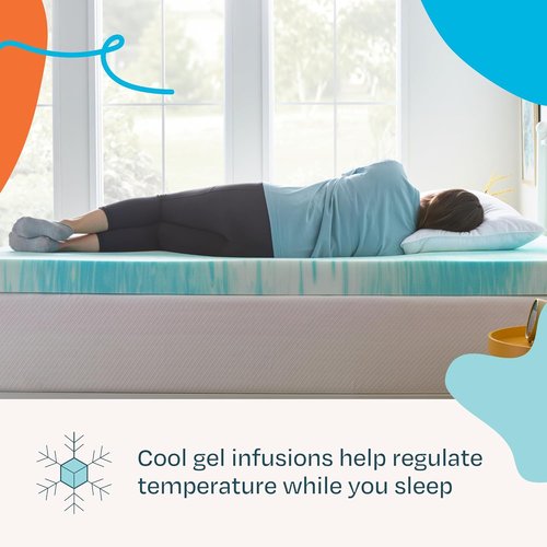 Linenspa 4 Inch Gel Memory Foam Mattress Topper - Queen Size, Cooling & Pressure Relieving | CertiPUR Certified