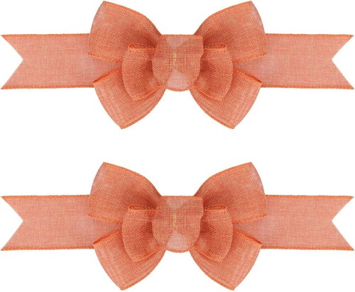 Meseey Burlap Bows - 2 Pcs Orange Premade Gift Wrapping & Holiday Decor | Perfect for Trees & Wreaths
