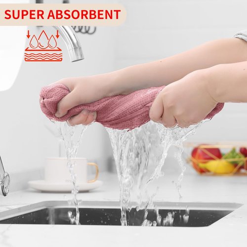 Homaxy 100% Cotton Dish Cloths - Ultra Soft, Absorbent & Quick-Drying | 12x12 Inches, 6-Pack in Dried Rose