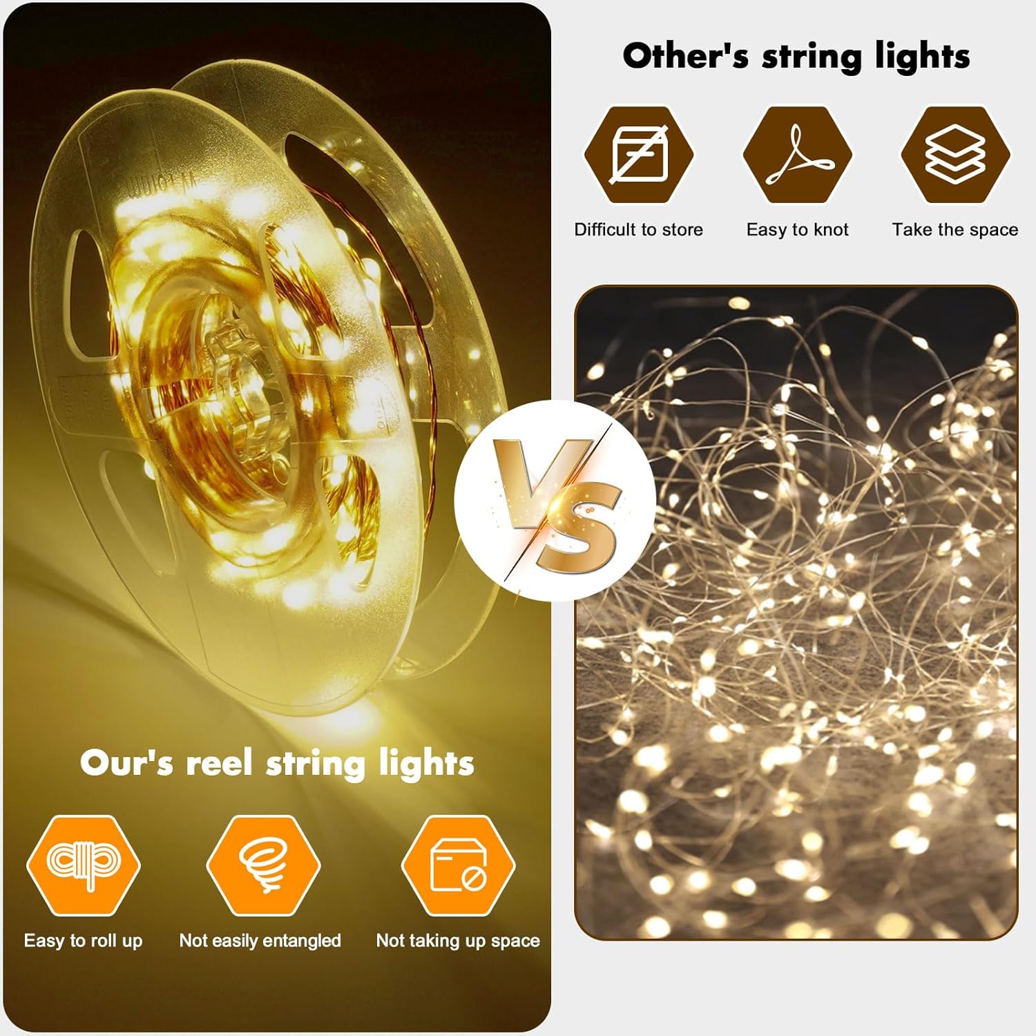 Skiennix 33ft Warm White Fairy Lights - 100 LED Waterproof Copper Wire String Lights for Indoor & Outdoor Decor