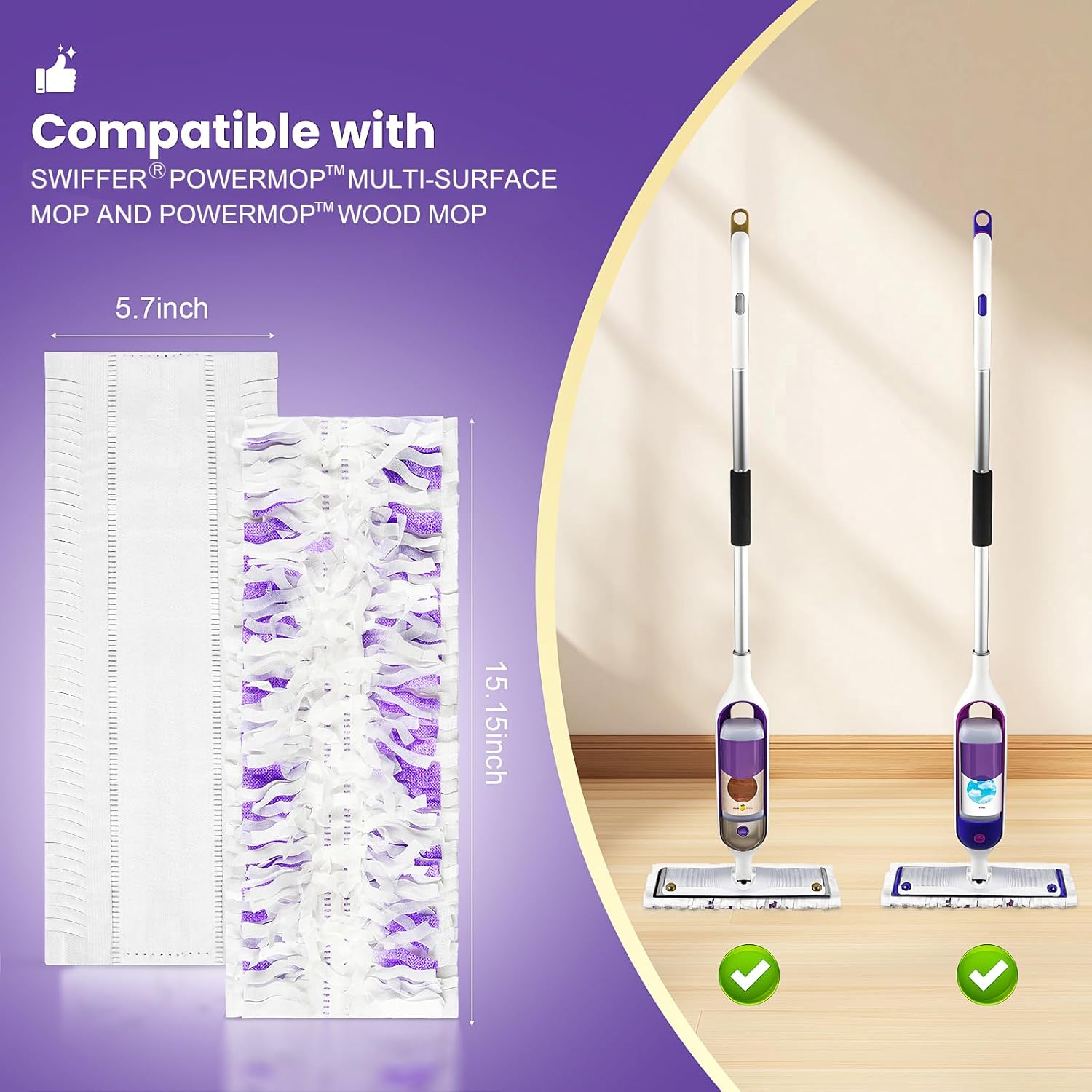 Skiennix 40 Pack Disposable Refill Pads - Multi-Surface Replacement for Power Mop™ & Wood Mop