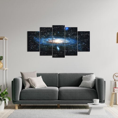 Canvbay Space Universe Canvas Wall Art Nebula Galaxy with Physical and Mathematical Formulas Picture Prints Outer Space Cosmic Cloud Landscape Artwork Framed Decor for Boys Modern Home Living Room