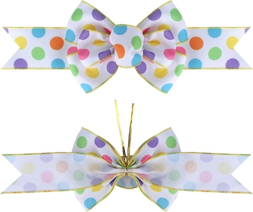 Meseey Burlap Wired Ribbon - Handmade Polka Dot Bows for Wreaths & Gift Wrapping | 2 Pcs Set