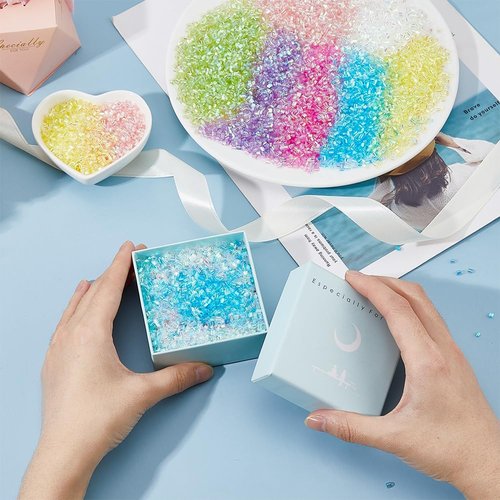 DICOSMETIC 140g Crispy Bingsu Beads - Iridescent Soft Straw Tube Beads for 3D Glitter Slime | 7 Bags