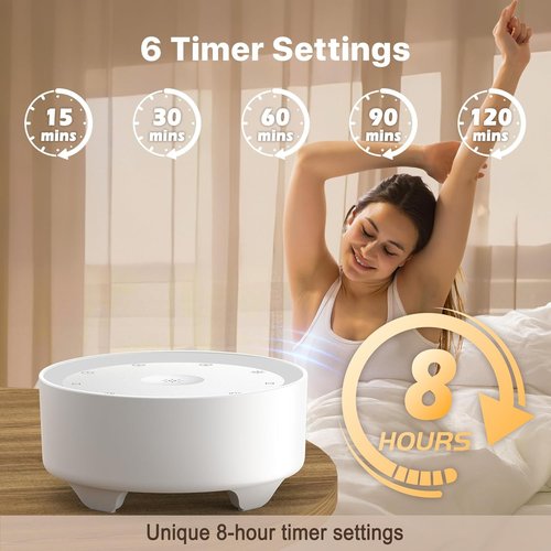 Kipcush White Noise Machine - 20 Soothing Sounds with Custom Shortcuts & Dimmable Night Light