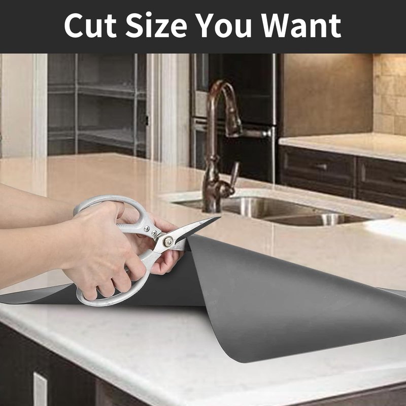 2MM Extra Thick Silicone Mats for Kitchen Counter, 23.6" x 15.7" Kitchen Island Heat-Resistant Coffee Mat, Non-slip Desk Protect Mat, Multipurpose Countertop Protector (Semitransparent)