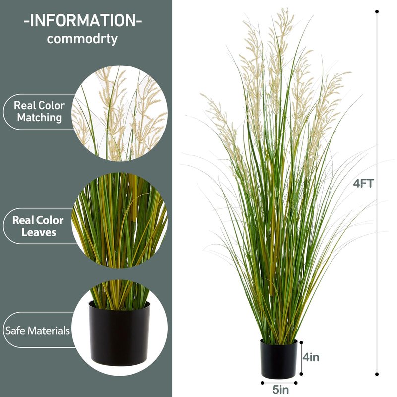 Panlaolao Artificial Plant, 47in Onion Grass Artificial Plant in Pot, Indoor Decorative Flowers &Greenery for Home and Office, Ideal Housewarming Gift