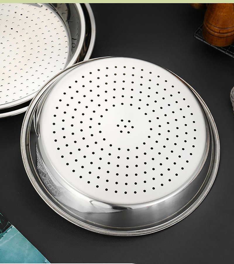Steamer Plate, 2 Pcs 11.8 Inch Round Stainless Steel Steaming Net for Food Steaming (silver, M)
