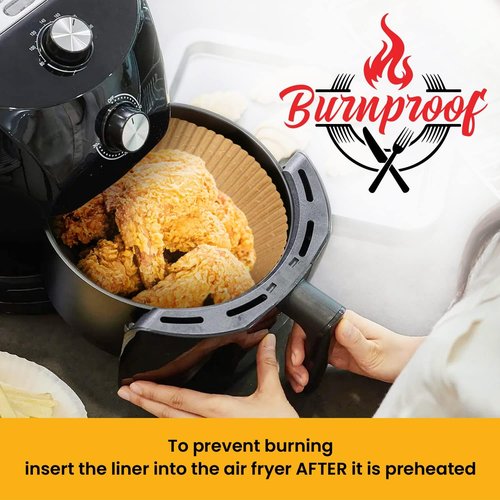 Baker's Signature Air Fryer Liners - 125 Pcs Non-Stick Disposable Parchment Paper | 6.3” Round, Oil Proof