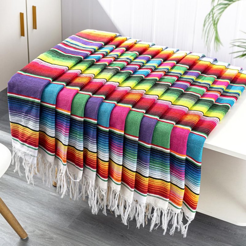 Mexican Table Runner 12Pack 14 x 84 Inches Fiesta Mexican Theme Party Decoration for Cinco de Mayo Fiesta Party Serape Zarape Table Runner