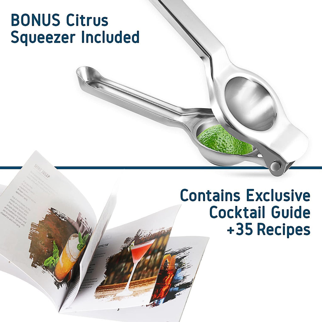 Skiennix Cocktail Shaker Set - 16-Piece Stainless Steel Mixology Kit with Bar Tools & Recipe Book | Silver