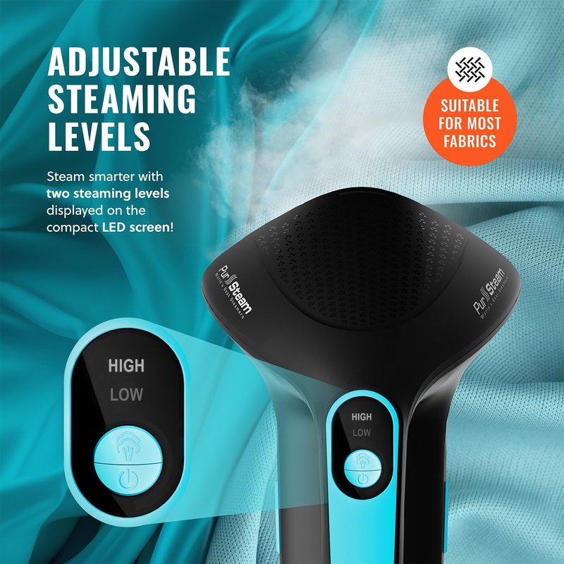 PurSteam SteamPulse Pro Handheld Steamer for Clothes, Portable Handheld Fabric and Garment Travel Steamer Iron Press Wrinkle Remover with Fabric Brush