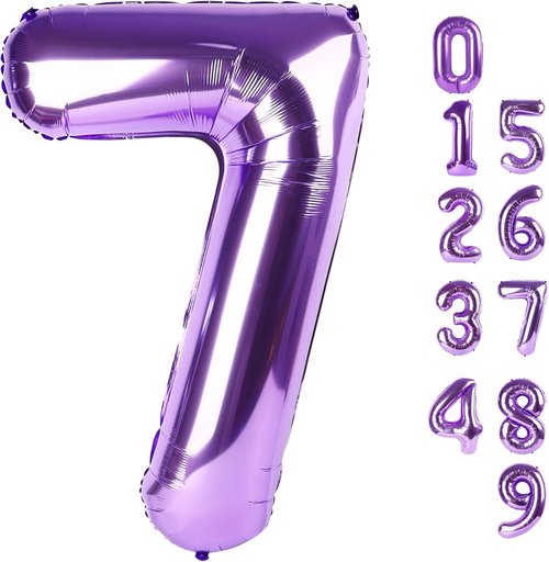 40 Inch Number 7 Balloon | Purple Birthday Decorations for Ages 7, 17, 27, 70 - Perfect for Engagements & Weddings