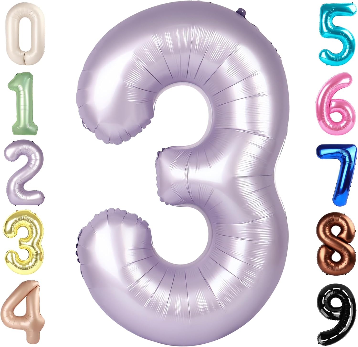 Numbers Balloon - 40 Inch Large Cream Purple Balloon for 3rd Birthday Decor | Perfect for Parties