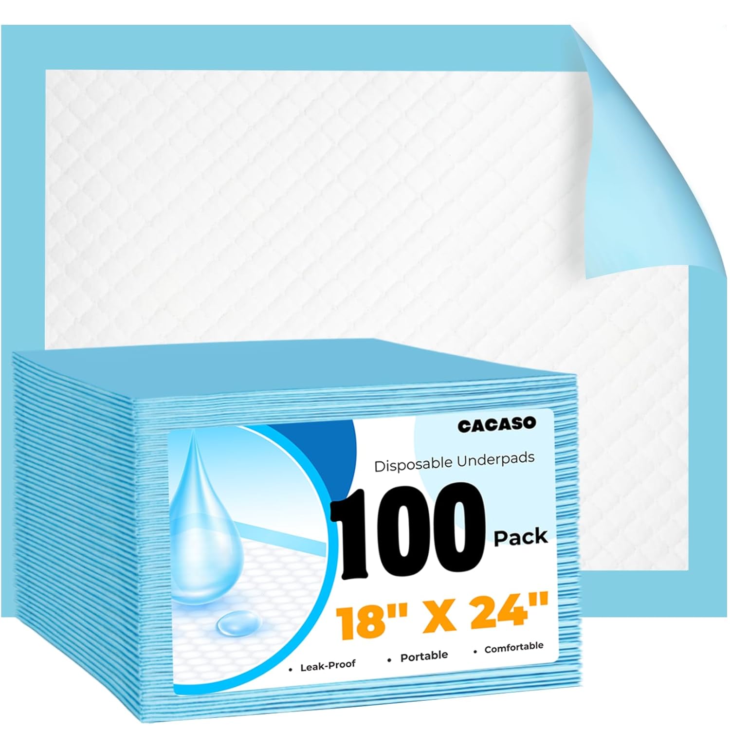 Skiennix Disposable Changing Pads - 100 Pack, Waterproof & Absorbent 18"x24" Underpads for Baby & Adult Protection