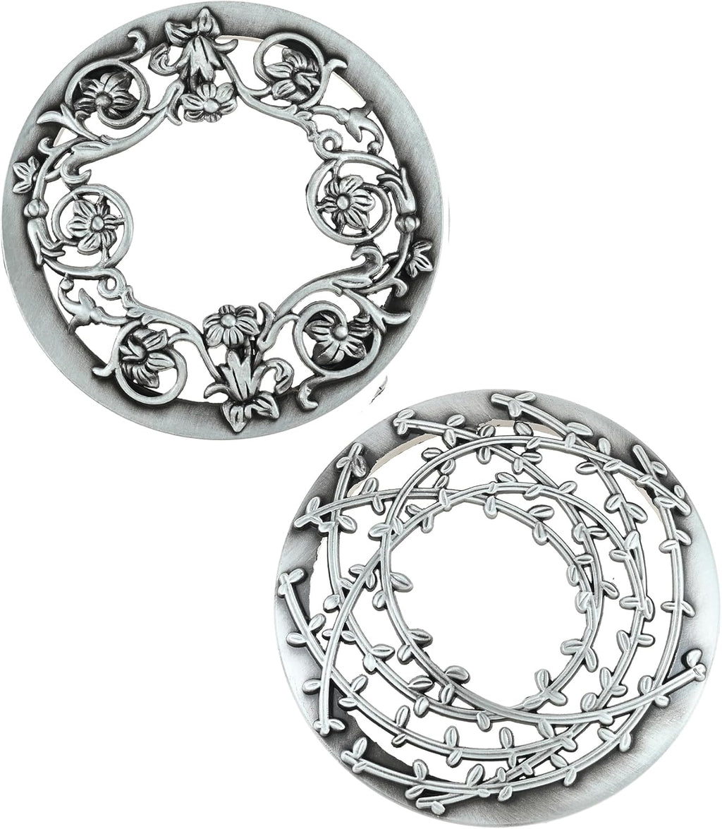 Skiennix Candle Toppers - Set of 2 Silver Metal Lids with Floral Design | Fits 80mm Yankee Candles