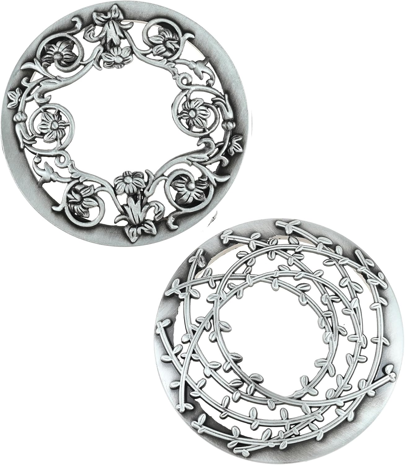 Skiennix Candle Toppers - Set of 2 Silver Metal Lids with Floral Design | Fits 80mm Yankee Candles