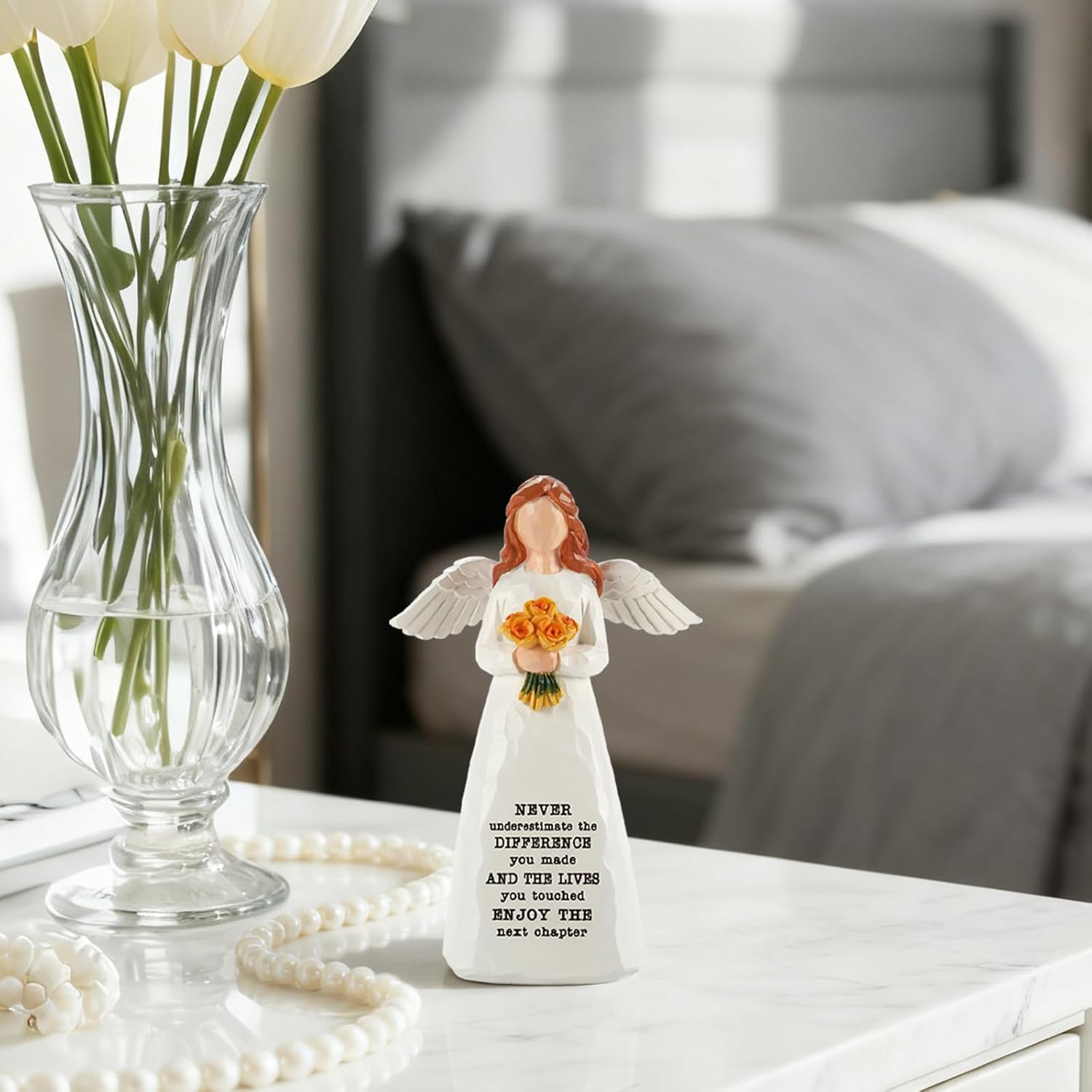 Regine Switzerland Retirement Gift - Elegant 5.9” Handcrafted Resin Angel Figurine | Perfect for Coworkers, Nurses, and Teachers