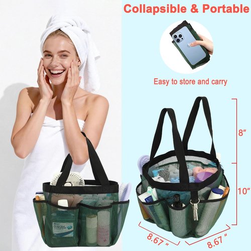 Fammart Mesh Shower Caddy - Portable 8-Pocket Tote Bag for College Dorms, Toiletries & Gym Essentials