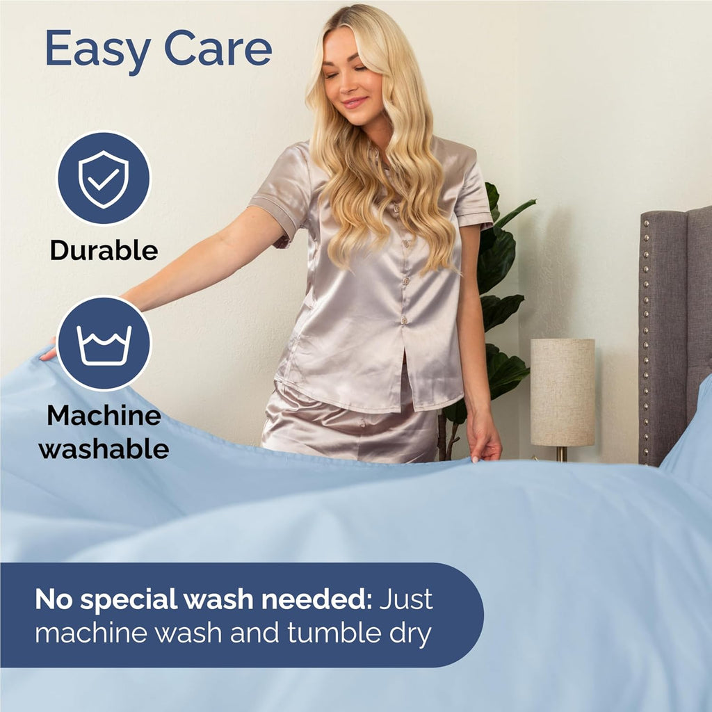 Skiennix Full Size 4-Piece Sheet Set - Comfy, Breathable & Cooling Bed Sheets - Ultra-Soft, Deep Pockets, Sky Blue