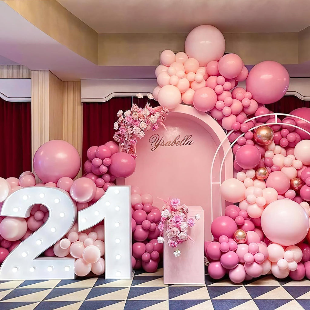 PartyWoo Mauve Balloons - 140-Piece Set in Dusty Pink & Blush for Baby Showers, Weddings & Parties | Various Sizes