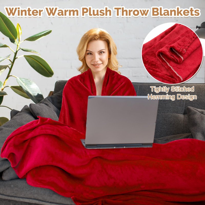 Panitay 10 Pcs Fleece Throw Blanket Bulk 50 x 60 Inches Cozy Fuzzy Flannel Plush Soft Blankets for Sofa, Couch Bed Warm Throws for Wedding Homeless Christmas Party Gift(Rich Color)