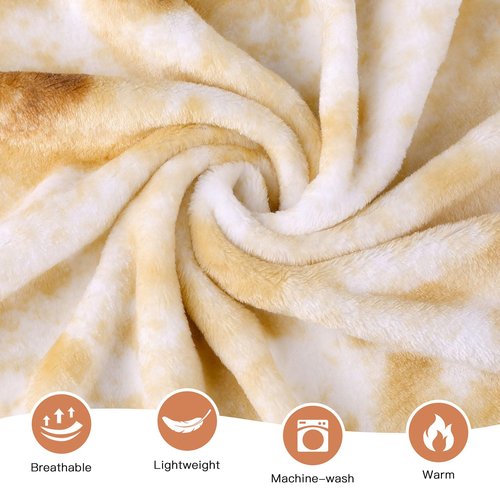 Admitrack Burrito Tortilla Blanket 60in, Double Sided Super Soft Flannel Throw, Gag Novelty Tortilla White Elephant Gift for Christmas Adults Kids Couples Parties