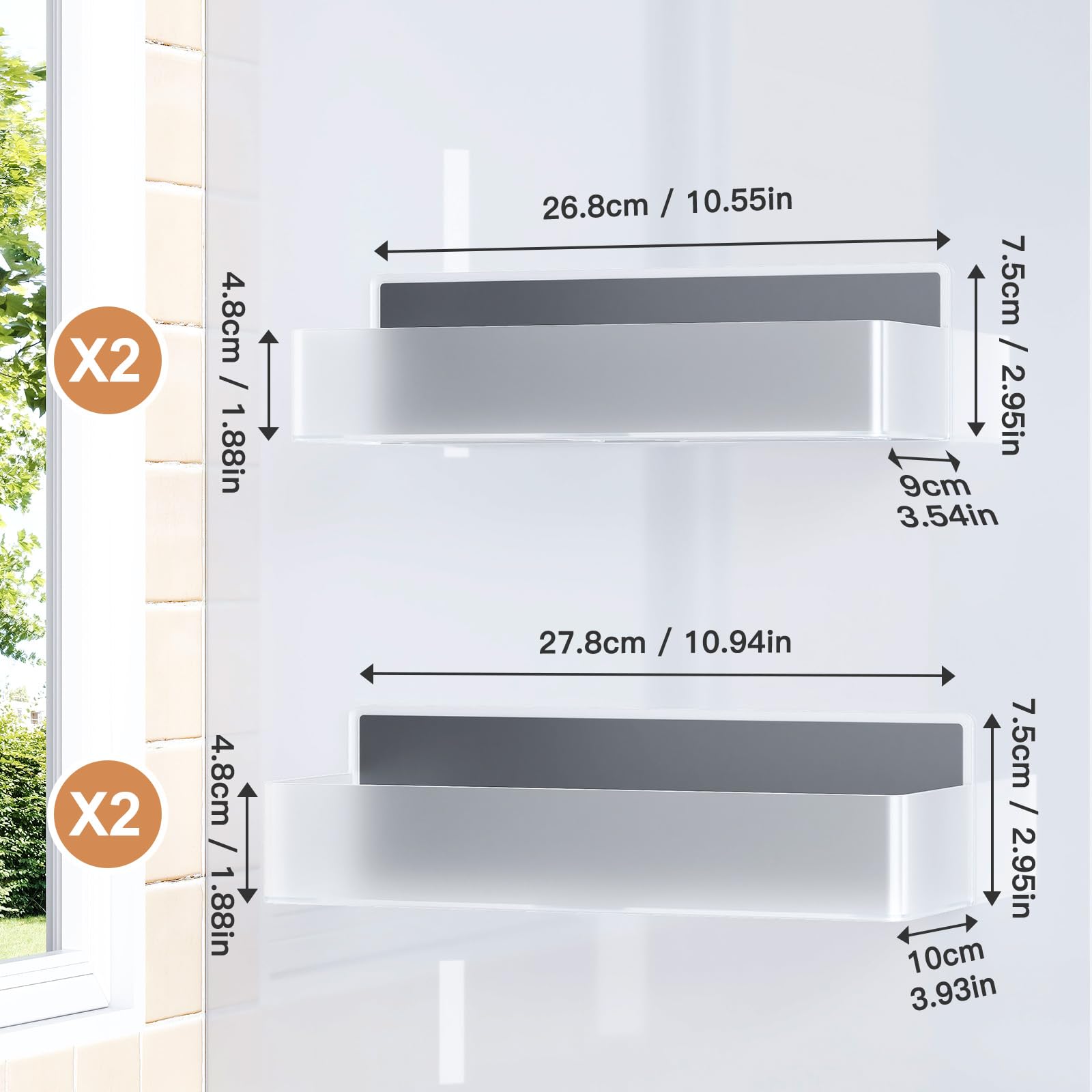 Mystozer Magnetic Spice Rack for Refrigerator, Kitchen Organizer and Storage Shelf, Clear(4 Pack)
