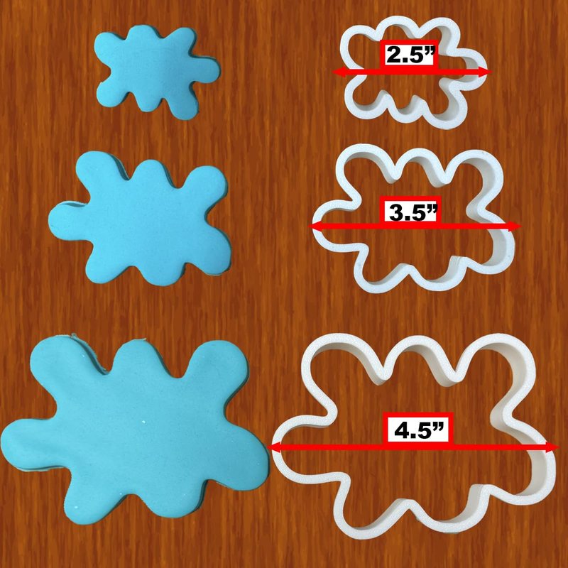 Paint Splatter Cookie Cutter Trio - 3-Pack Set in Bold Sizes (2.5", 3.5", 4.5") - Random Colors