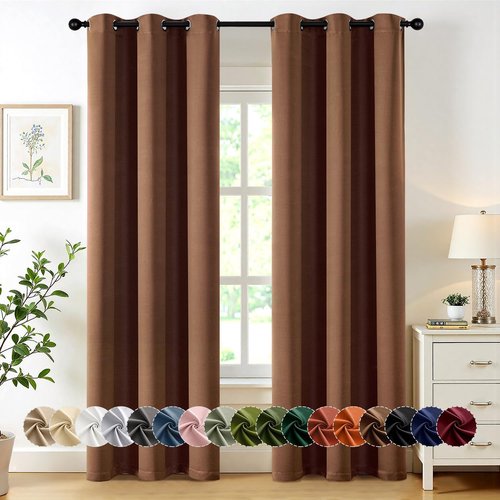 MIULEE Blackout Curtains - Thermal Insulated Room Darkening Drapes | 72-Inch Mocha Brown, 2 Panels