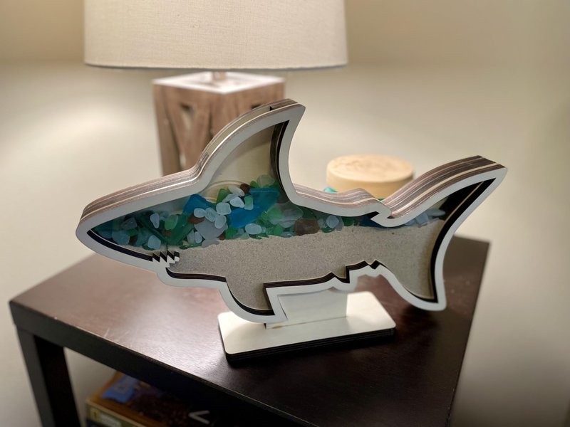 Shark Tooth Display Case XL 14” – Megalodon-Shaped Shark Teeth Holder for Collectors – Wooden Display for Fossilized Shark Teeth – Shark Tooth Holder Coastal Décor by Fossil King