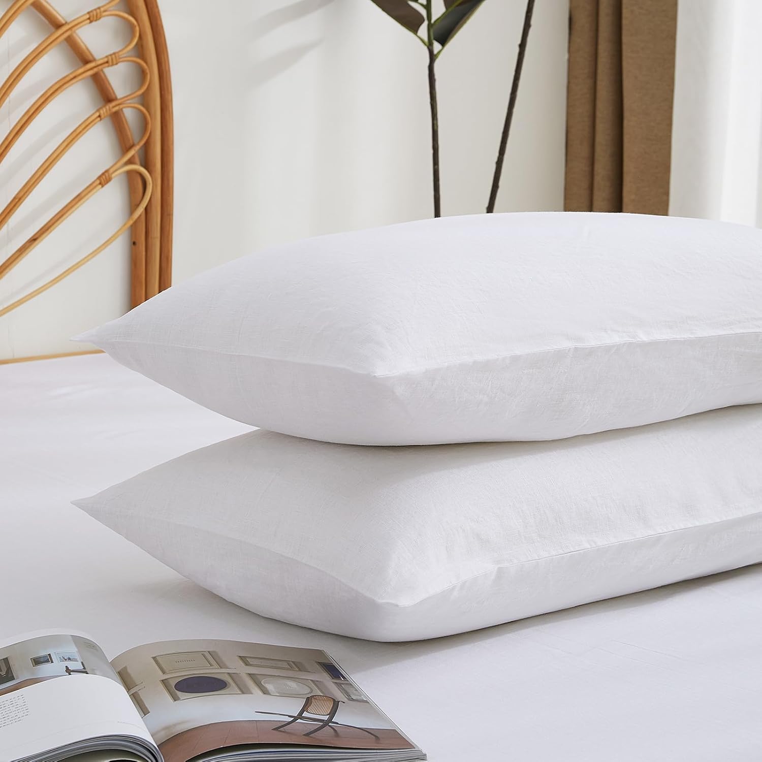 Skiennix 100% French Linen Pillowcase Set - Breathable Soft Linen Covers for Luxury Home Use | Gift for Mom