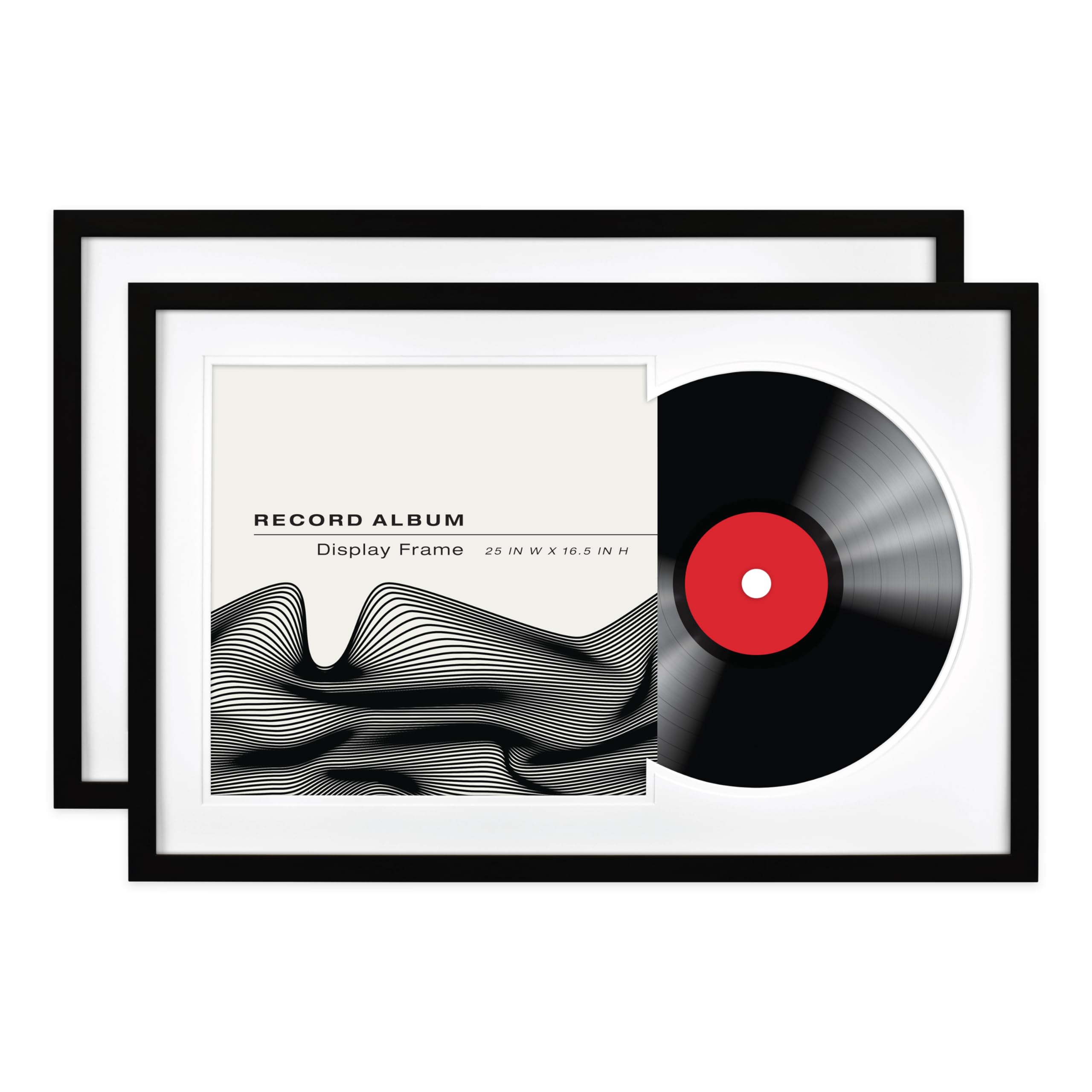 MCS Double Matte Record Album Frame, 16.5x25 Record Frame, Black Frame for LP Vinyl Record & Jacket Display (2-Pack)