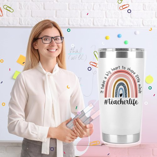 PRPinkRain Teacher Appreciation Gifts - Teacher's Day, Back To School, Graduation, Christmas, Birthday, Thank You, Teacher Gifts for Women, Men - 20 Oz Stainless Steel Tumbler Cup Mug