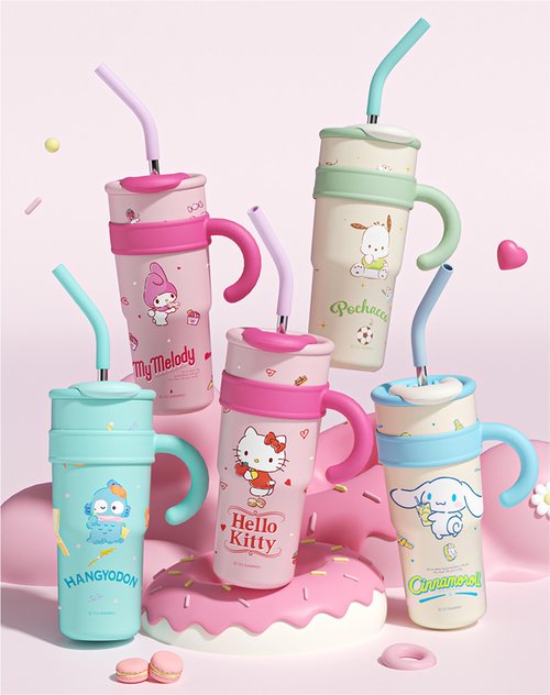 Many Rainbows Pochacco with Soccer Stainless Steel Insulated Tumbler with Lid Straw Handle 1200ml - XL Size