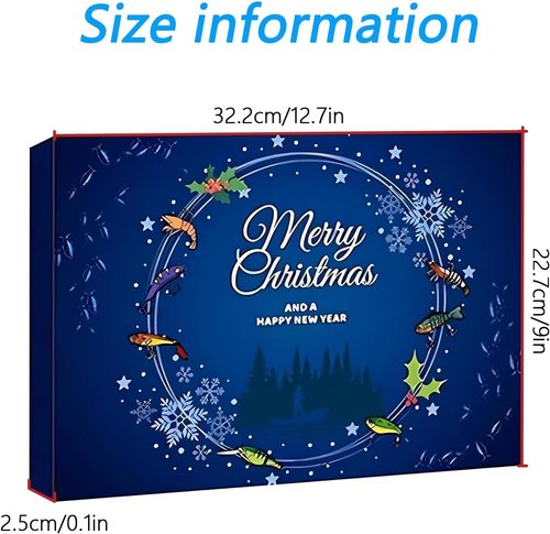 Fisherman Fishing Advent Calendar 2025 - 24 Days of Bass & Trout Lures | Fun Countdown Gift Box