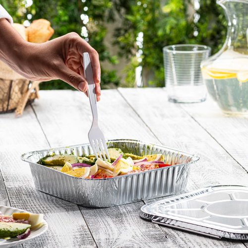 GUSTO 25 Sets 8-Inch Square Foil Pans with Lids - Durable Disposable Containers for Baking & Storing