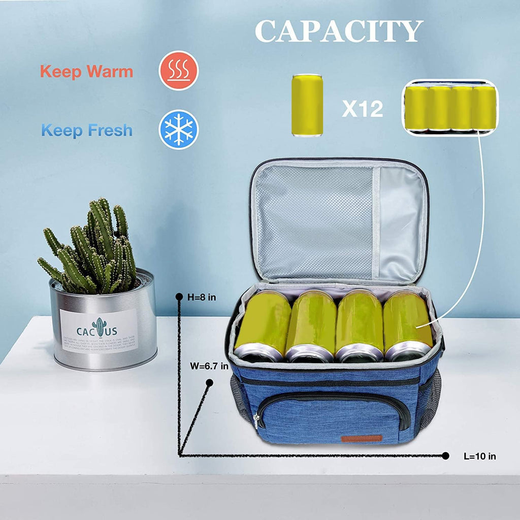 ExtraCharm Insulated Lunch Bag for Women/Men - Reusable Lunch Box for Office Picnic Hiking Beach - Leakproof Cooler Tote Bag Organizer with Adjustable Shoulder Strap for Adults-Black Camo