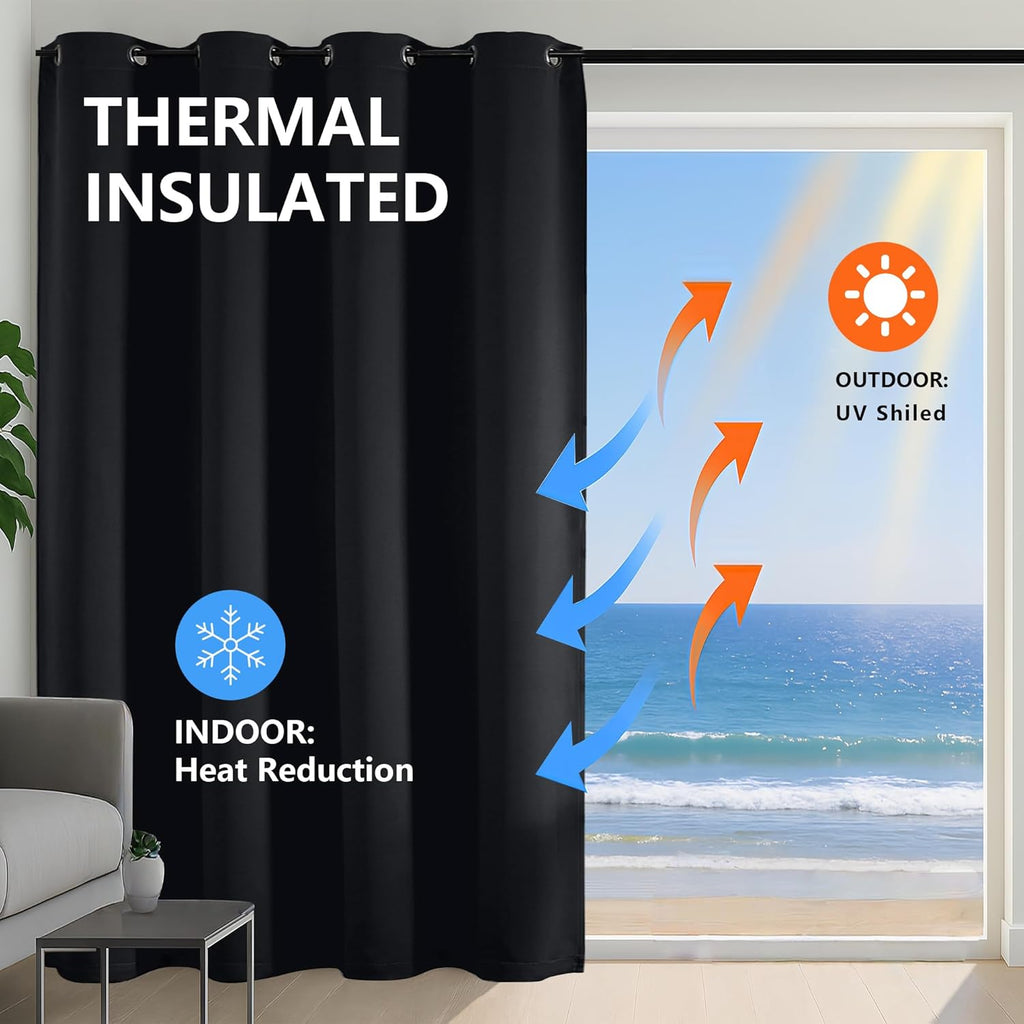 Simplebrand Blackout Curtains - Thermal Insulated Room Darkening Drapes, 63 Inch Length, 2 Panels Set