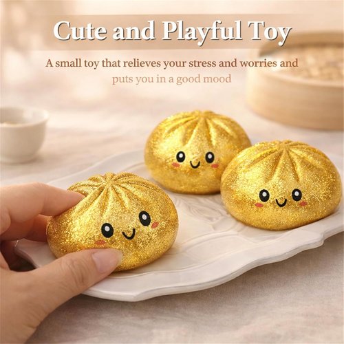 Giant Mystery Glitter Dumpling Squishy - Jumbo 4-Inch Stress Ball | 14 Random Colors Gift Box
