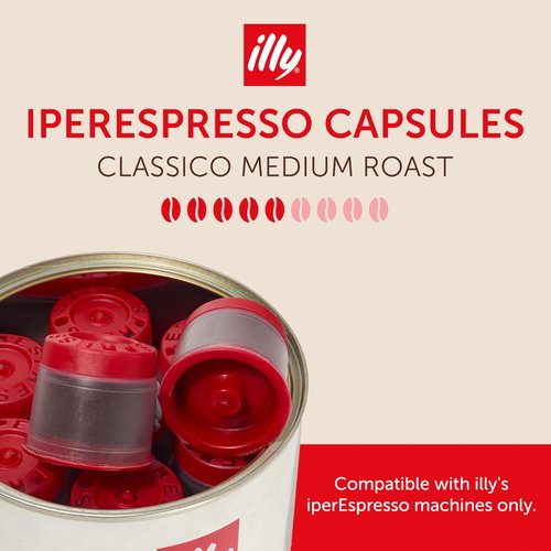 Illy iperEspresso capsules - Classico Medium Roast Coffee - Mild & Balanced - 100% Arabica - 21 Count Capsules per Can (Pack of 4)
