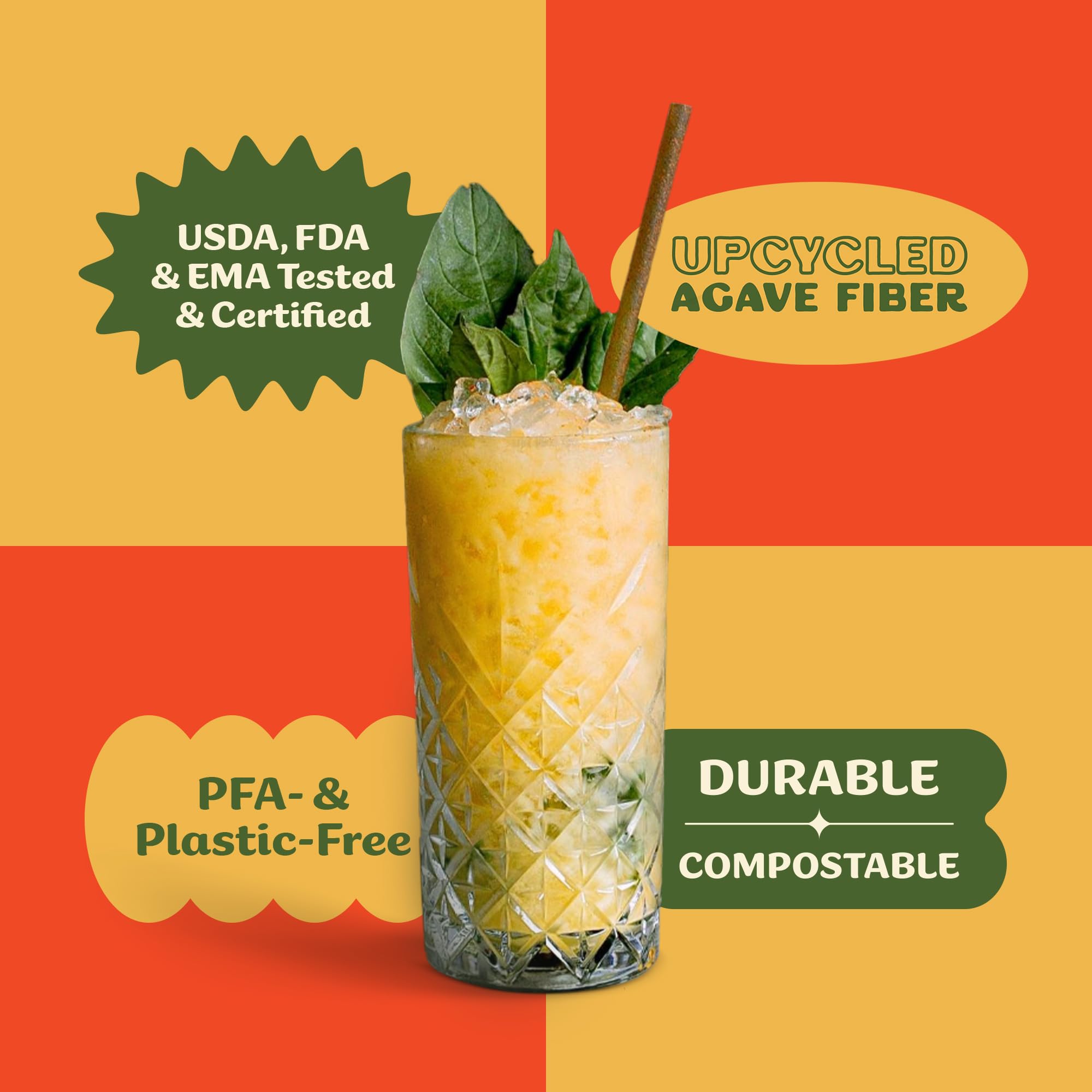 Casa Plantar Bulk Pack of 6 Inch Agave Straws | 2000 count | Sustainable & Compostable Drinking Straws made from Upcycled Agave Plant Fiber | Long-Lasting, Durable Drinking Straws that Won't Get Soggy